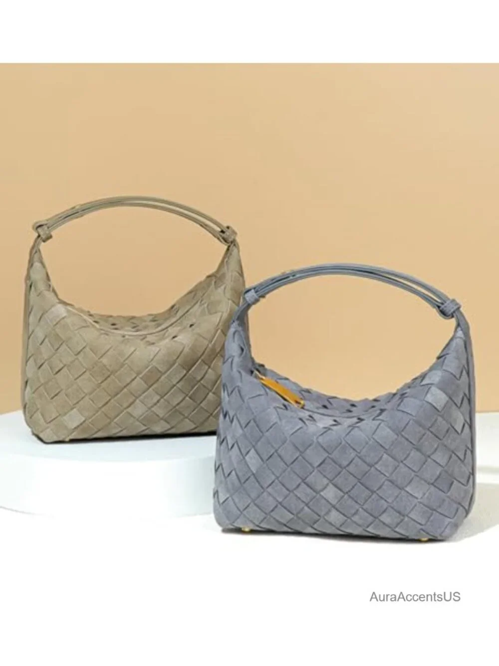 Suede Slouchy Hobo Bag Crossbody Shoulder Tote Purse Suede Woven Crescent